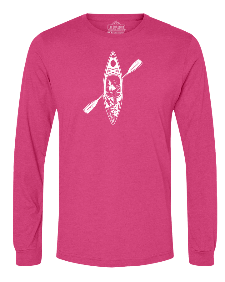 Kayak Mountain Scene Long Sleeve T-Shirt