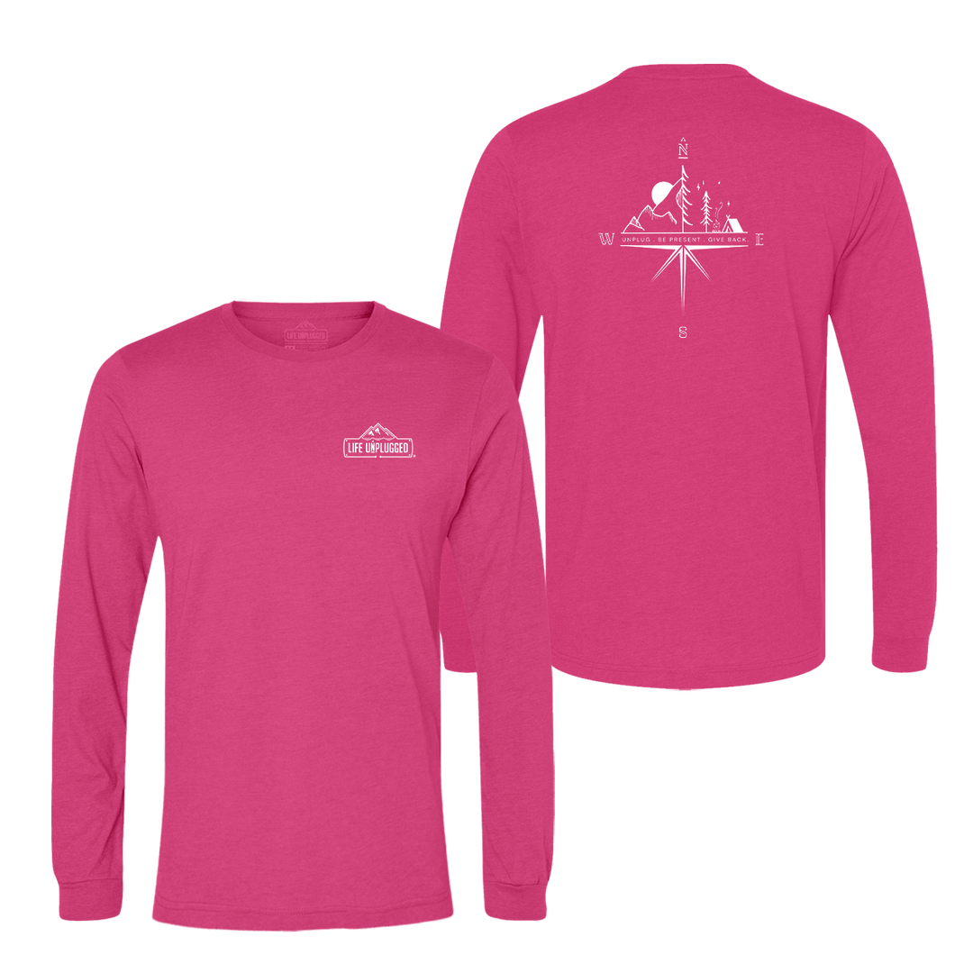 Compass Mountain Scene Long Sleeve T-Shirt