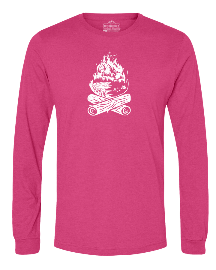 Campfire Mountain scene Long Sleeve T-Shirt