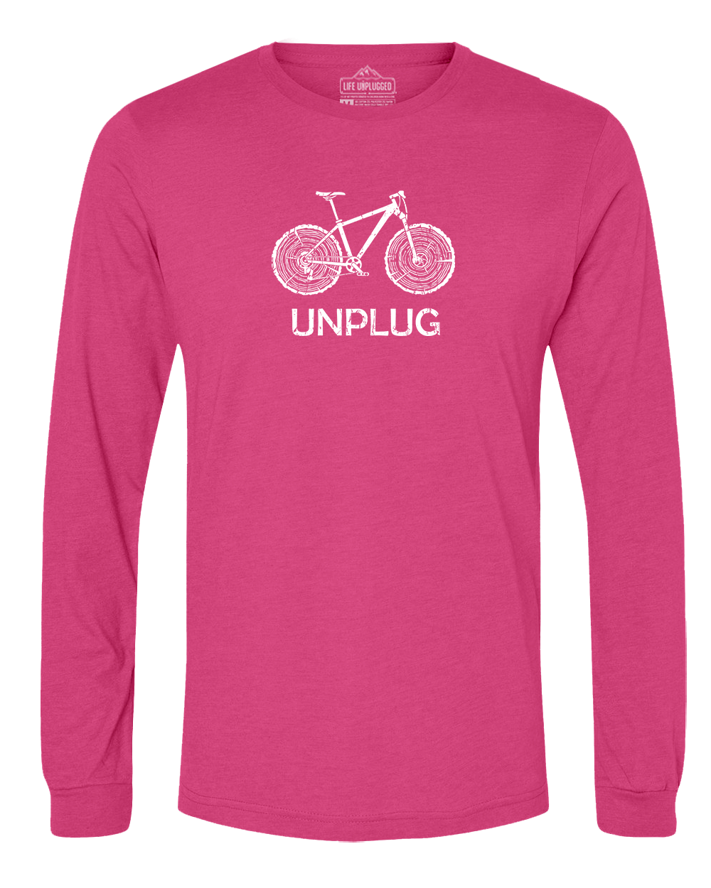 MOUNTAIN BIKE TREE STUMPS Long Sleeve T-Shirt LARGE - PINK BLOWOUT