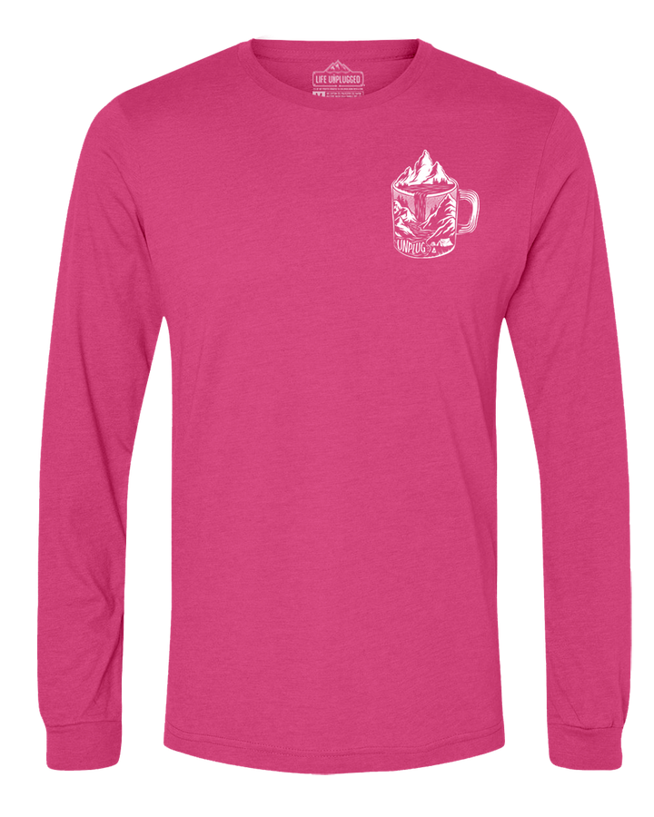 Coffee Mountain Scene Left Chest Long Sleeve T-Shirt