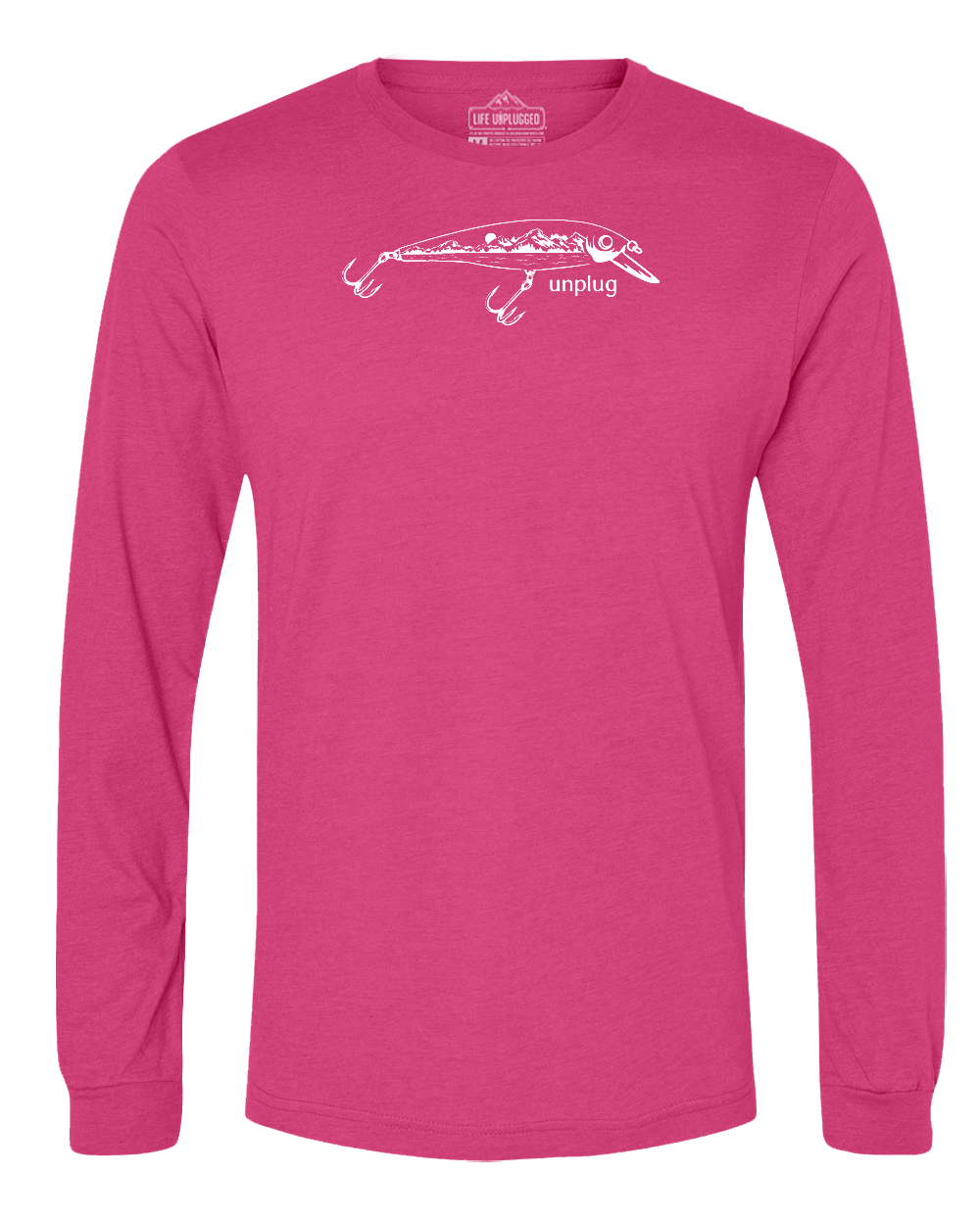 Fishing Lure Mountain Scene Long Sleeve T-Shirt