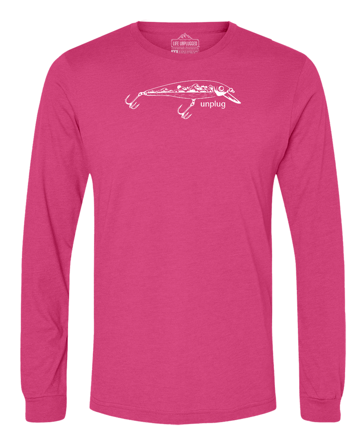 Fishing Lure Mountain Scene Long Sleeve T-Shirt