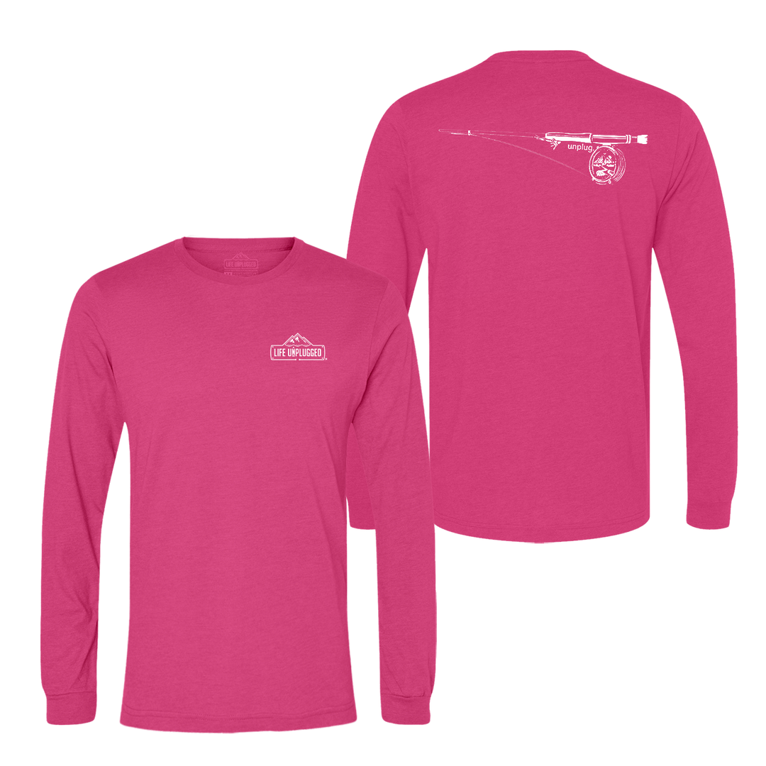 Fly Fishing Mountain Scene Long Sleeve T-Shirt
