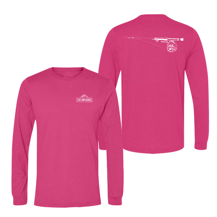 Fly Fishing Mountain Scene Long Sleeve T-Shirt