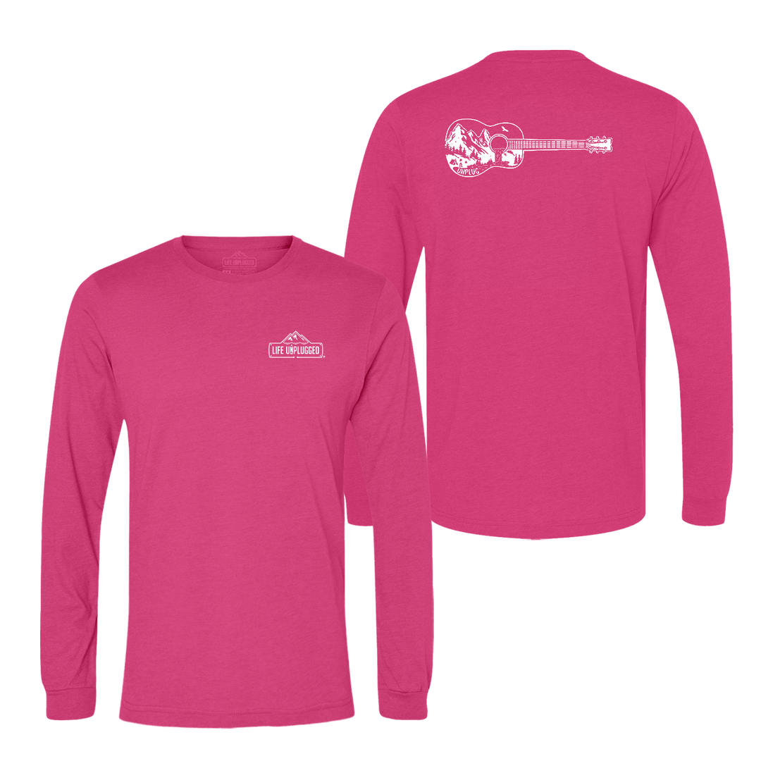 Guitar Mountain Scene Long Sleeve T-Shirt