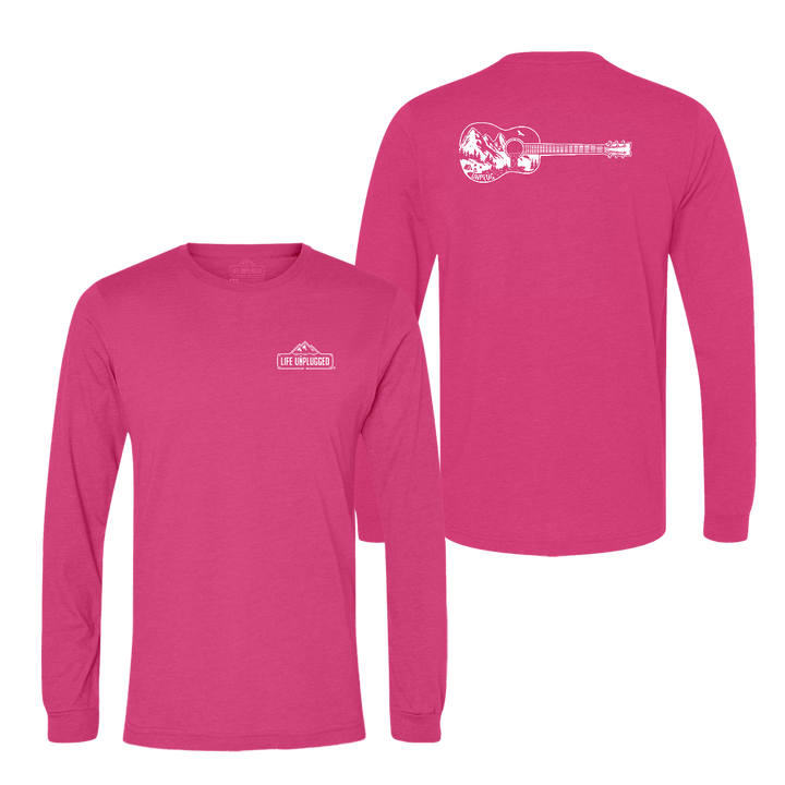 Guitar Mountain Scene Long Sleeve T-Shirt