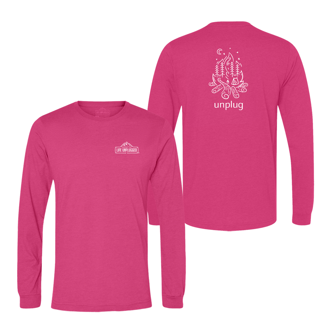 Campfire Camping Scene Long Sleeve T-Shirt