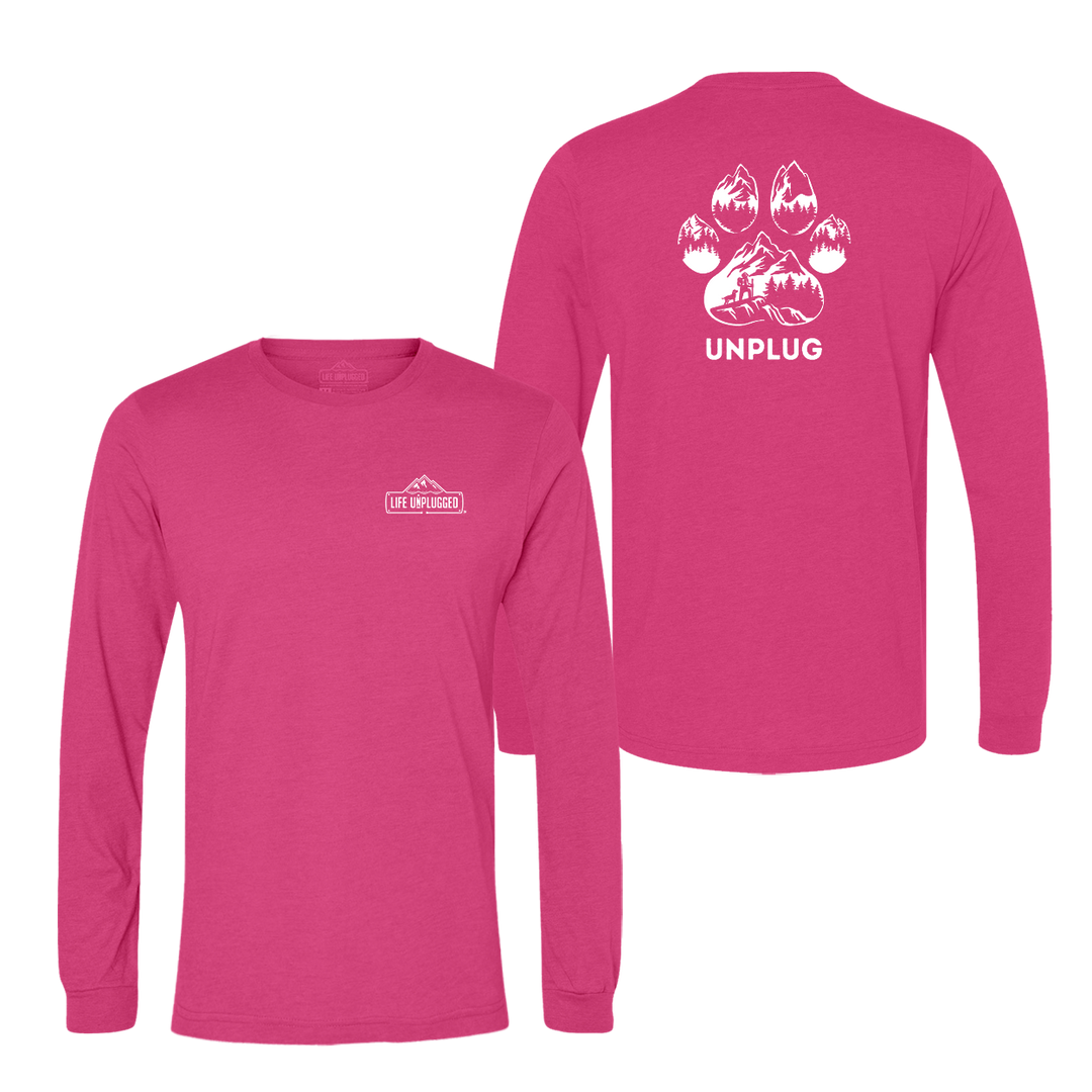 Paw Print Mountain Scene Long Sleeve T-Shirt