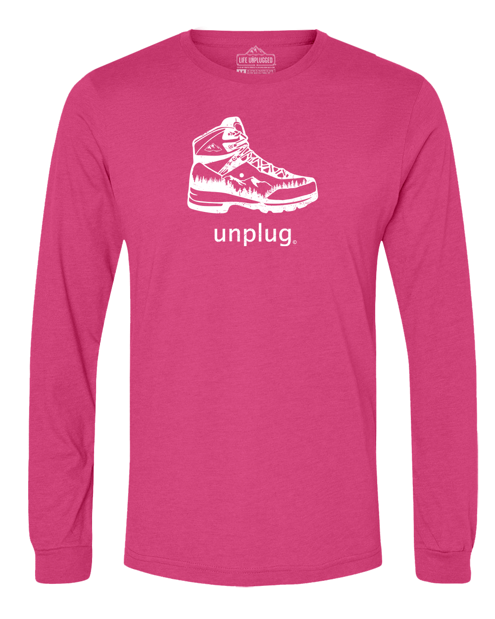 Hiking Boot Mountain Scene Long Sleeve T-Shirt