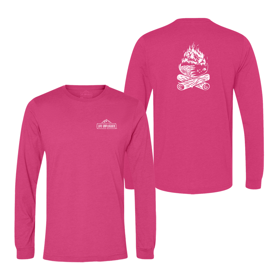 Campfire Mountain scene Long Sleeve T-Shirt