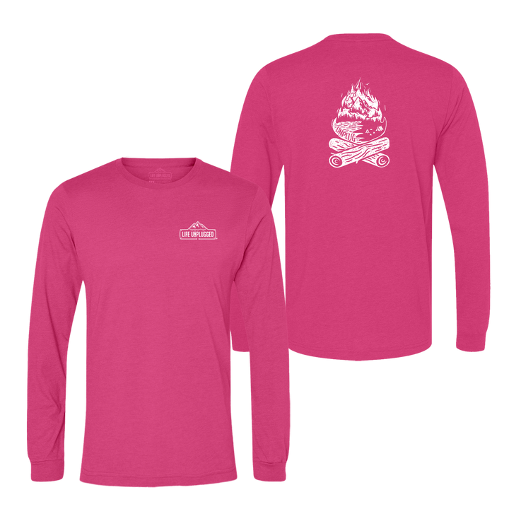 Campfire Mountain scene Long Sleeve T-Shirt