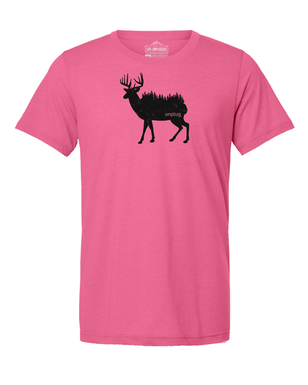 DEER IN THE TREES Triblend T-Shirt SMALL - PINK BLOWOUT