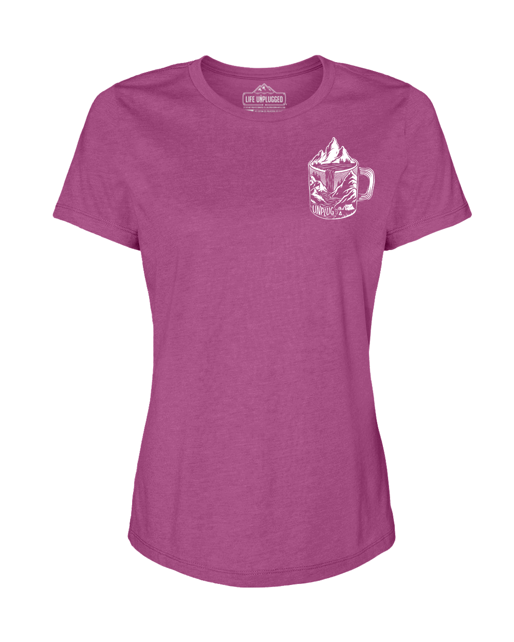 Coffee Mountain Scene Left Chest Women's T-Shirt