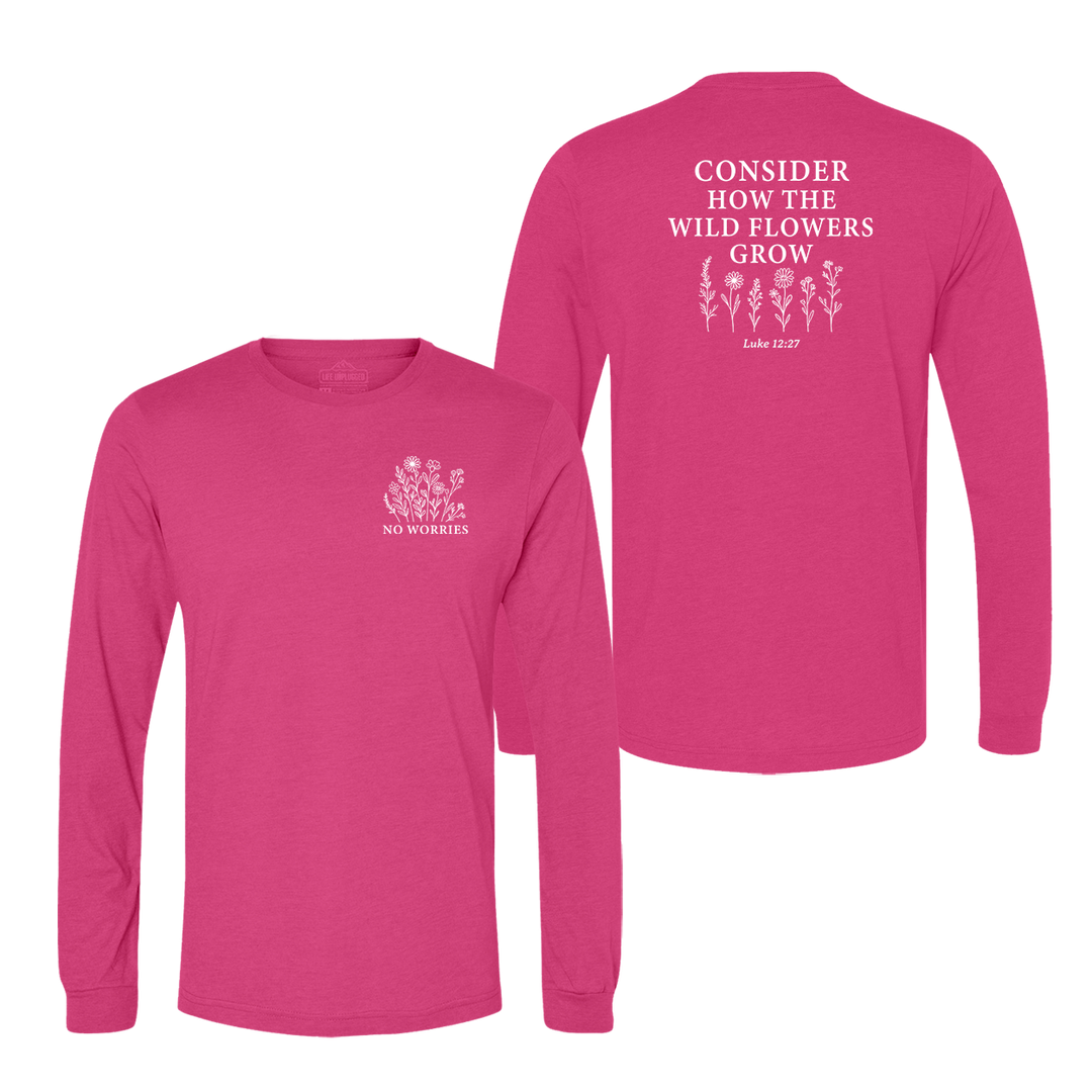 CONSIDER THE WILDFLOWERS Long Sleeve T-Shirt MEDIUM - PINK BLOWOUT