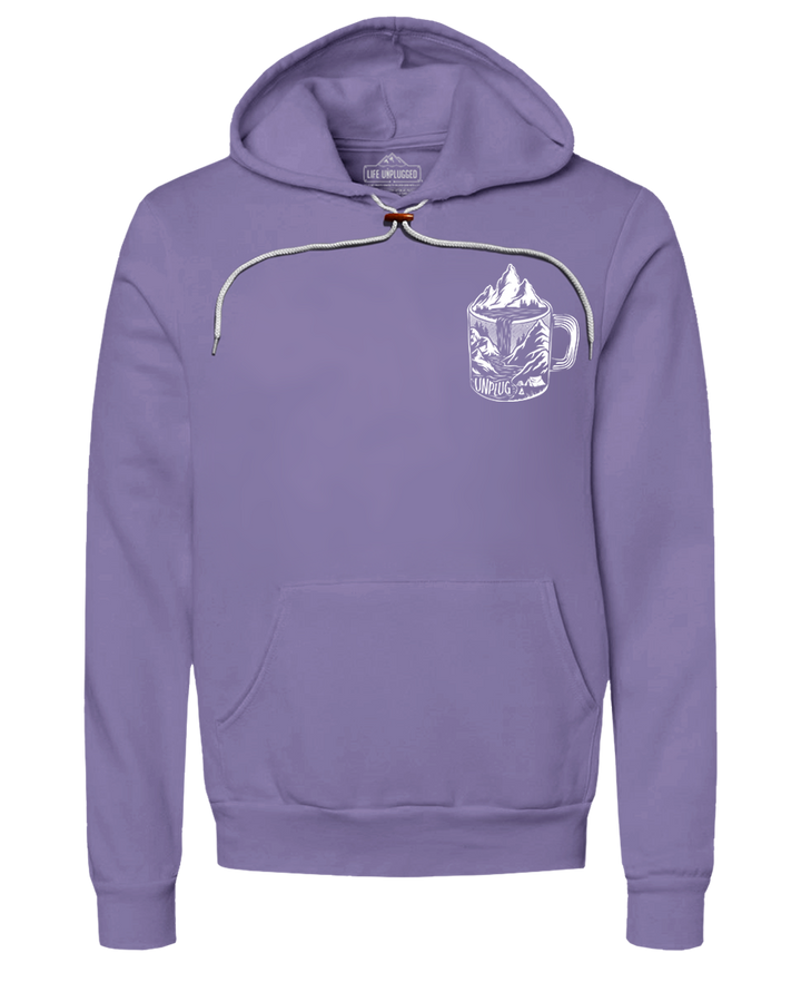 Coffee Mountain Scene Left Chest Super Soft Hoodie