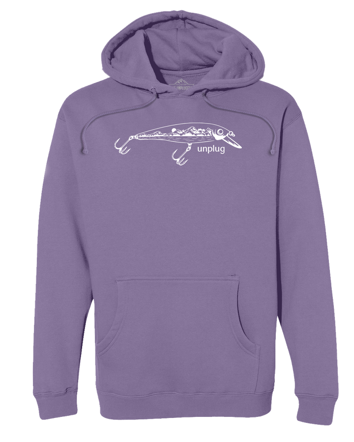 Fishing Lure Mountain Scene Heavyweight Hoodie
