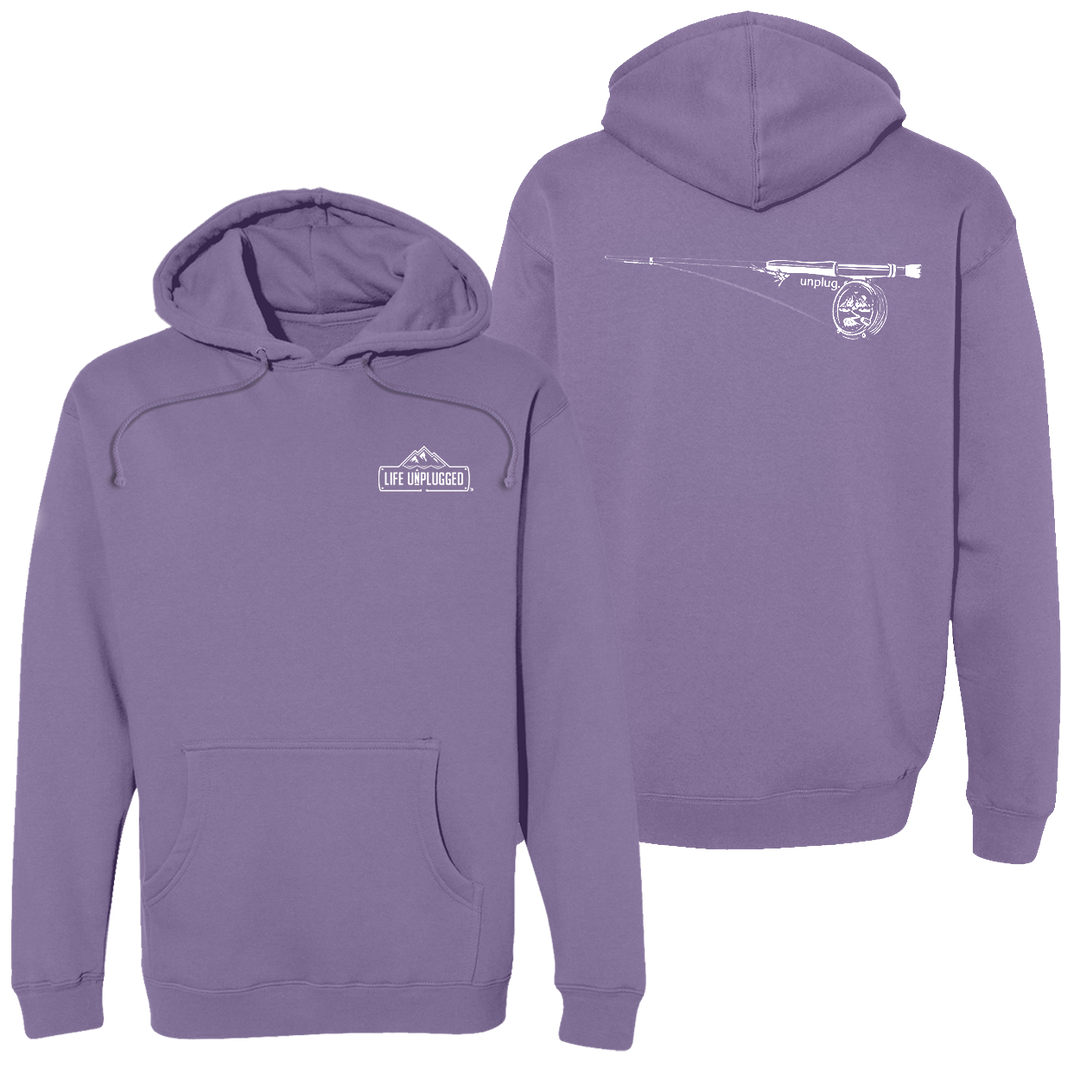 Fly Fishing Mountain Scene Heavyweight Hoodie