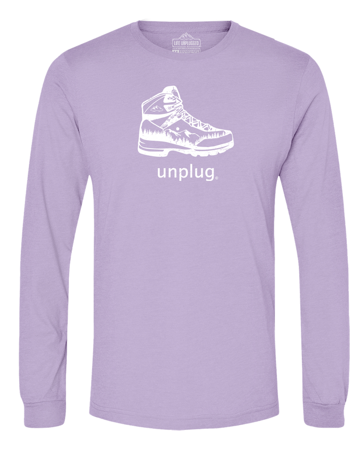 Hiking Boot Mountain Scene Long Sleeve T-Shirt