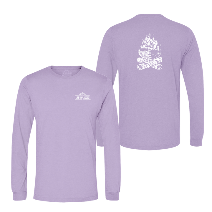 Campfire Mountain scene Long Sleeve T-Shirt