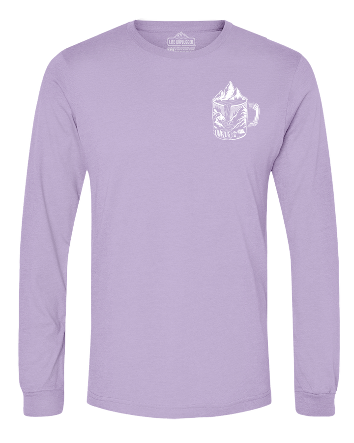 Coffee Mountain Scene Left Chest Long Sleeve T-Shirt