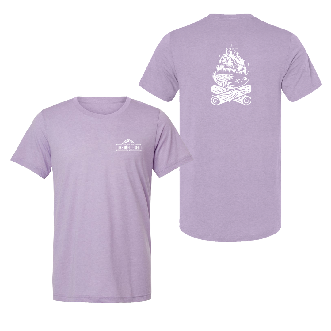 Campfire Mountain scene Triblend T-Shirt