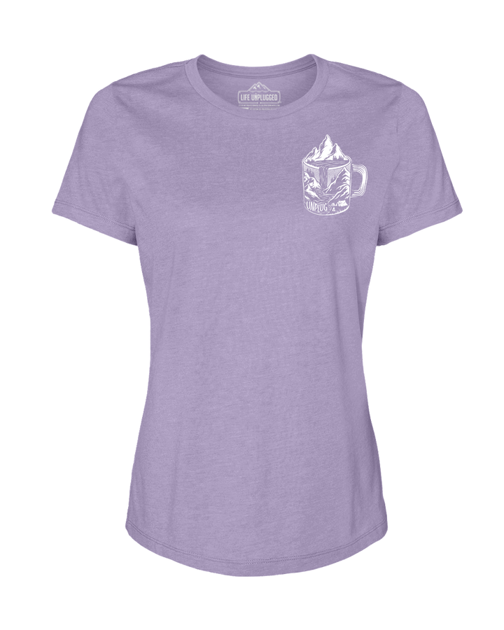 Coffee Mountain Scene Left Chest Women's T-Shirt