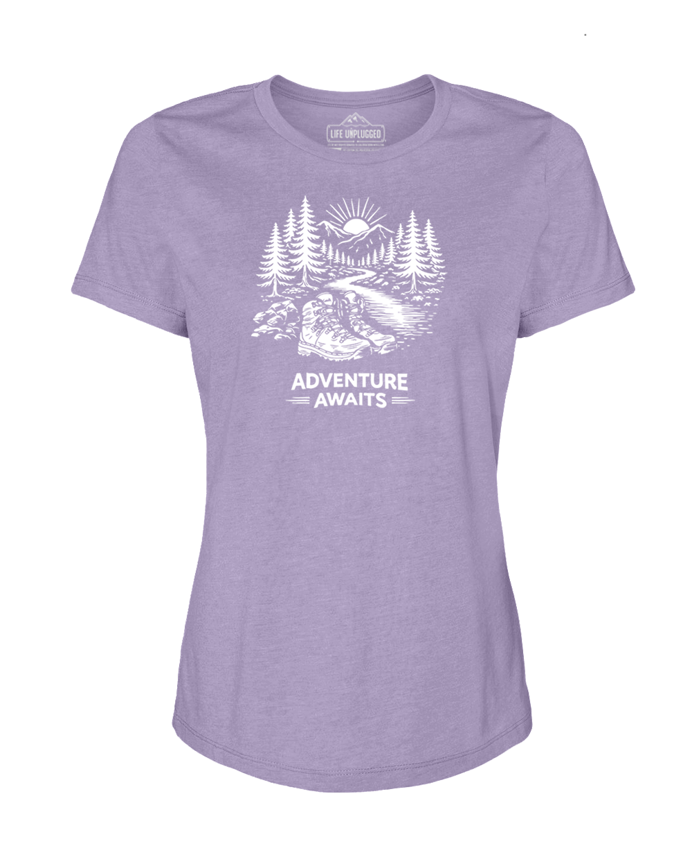 ADVENTURE AWAITS Women's T-Shirt LARGE - PLUM BLOWOUT