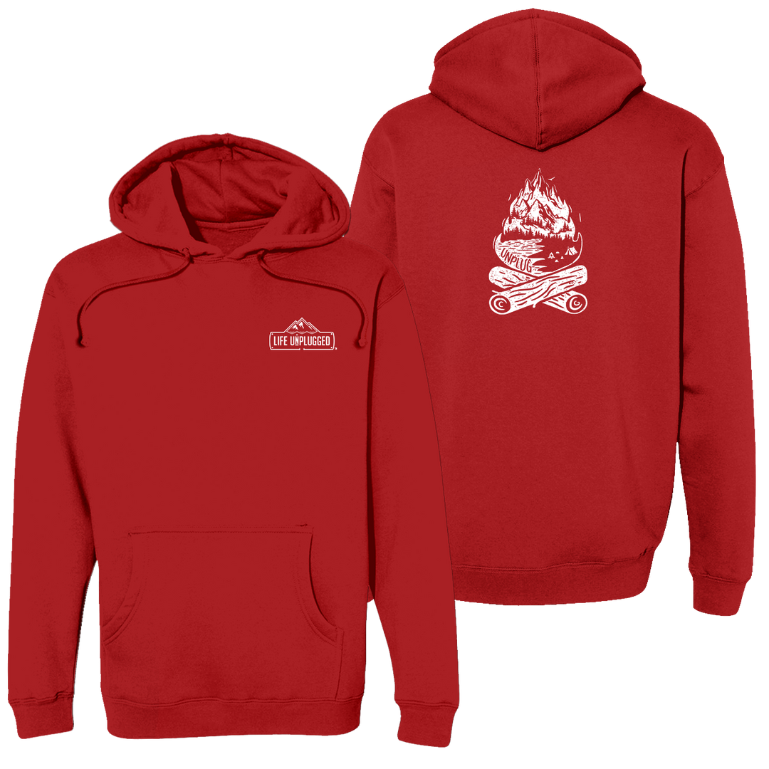 Campfire Mountain Scene Heavyweight Hoodie