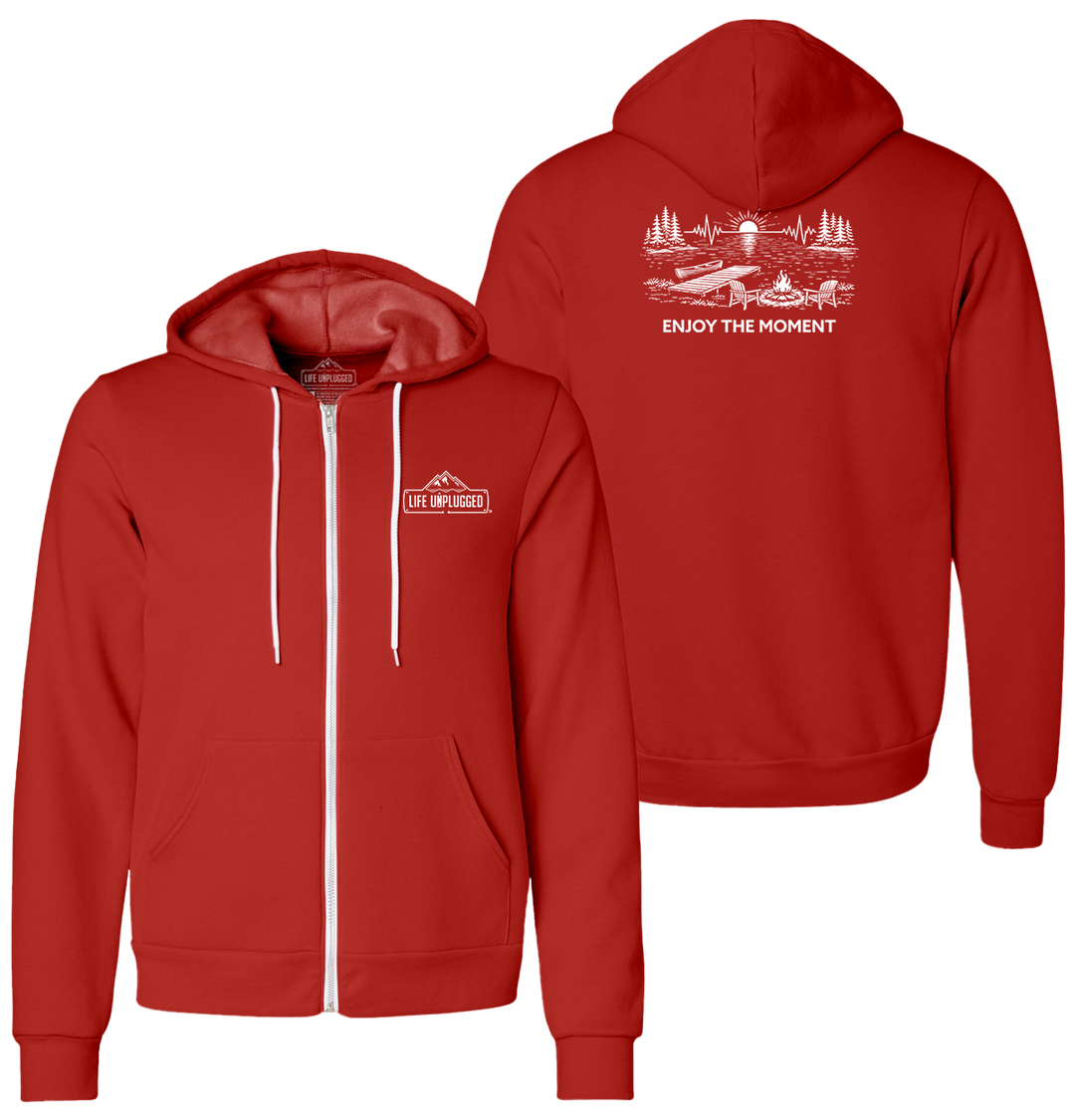 ENJOY THE MOMENT (LAKE SCENE) Supersoft Midweight Zip Up Hoodie