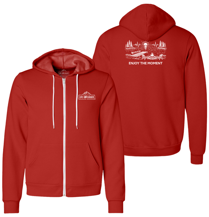 ENJOY THE MOMENT (LAKE SCENE) Supersoft Midweight Zip Up Hoodie