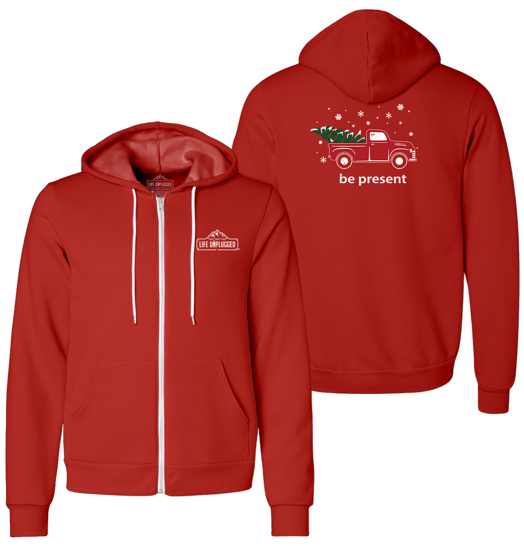 Christmas Tree Truck Supersoft Midweight Zip Up Hoodie