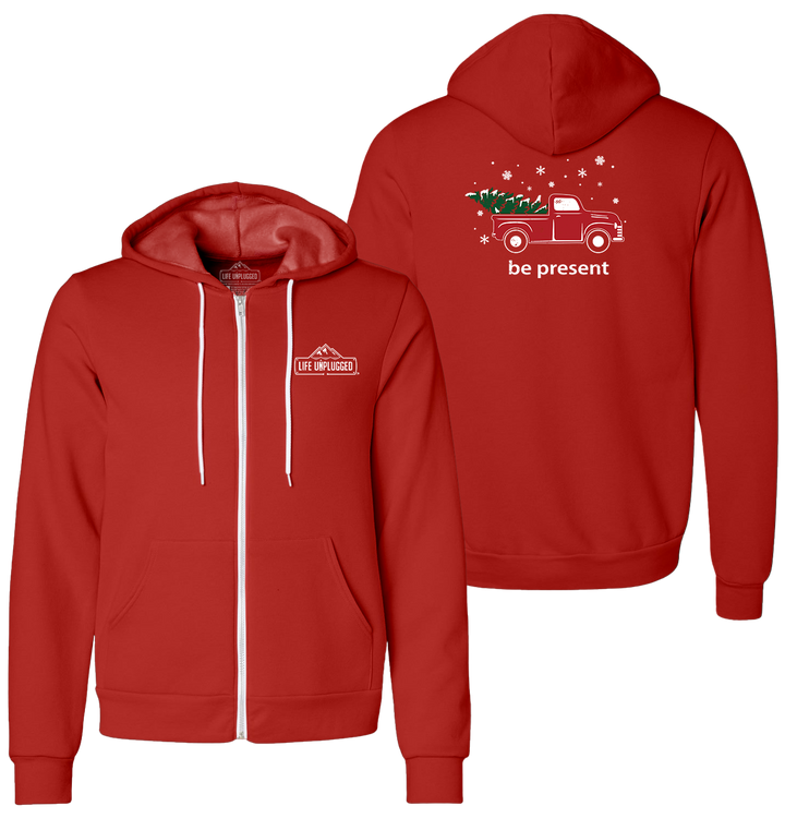 Christmas Tree Truck Supersoft Midweight Zip Up Hoodie