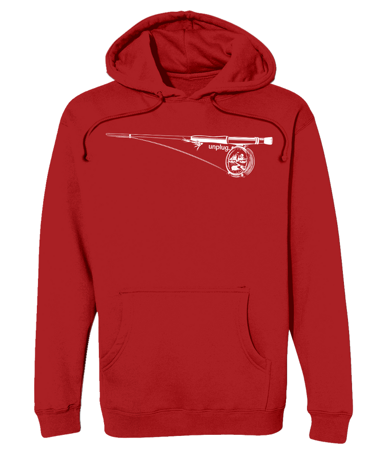 Fly Fishing Mountain Scene Heavyweight Hoodie