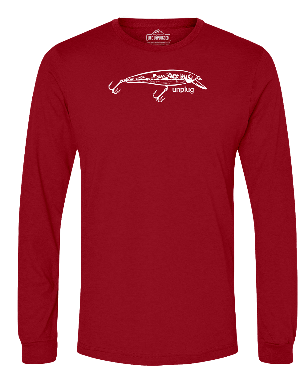 Fishing Lure Mountain Scene Long Sleeve T-Shirt