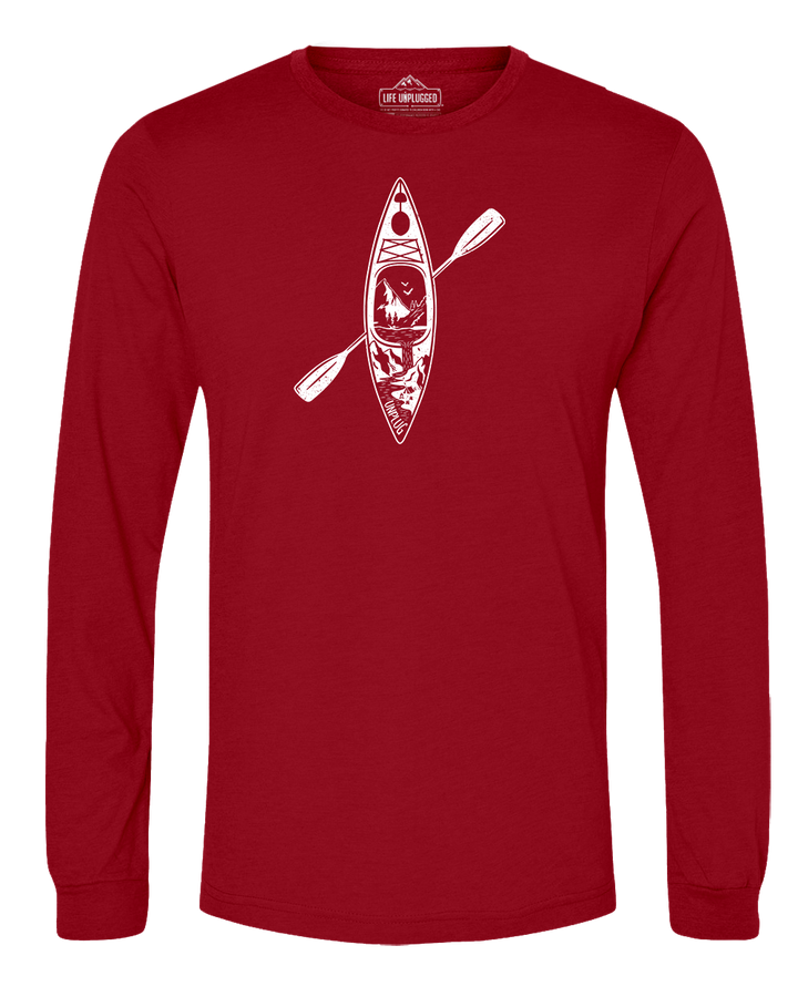 Kayak Mountain Scene Long Sleeve T-Shirt