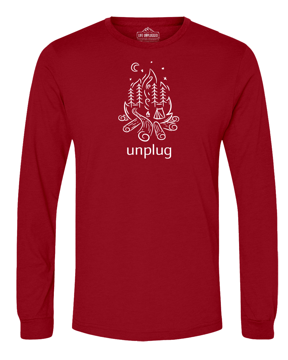 Campfire Camping Scene Long Sleeve T-Shirt