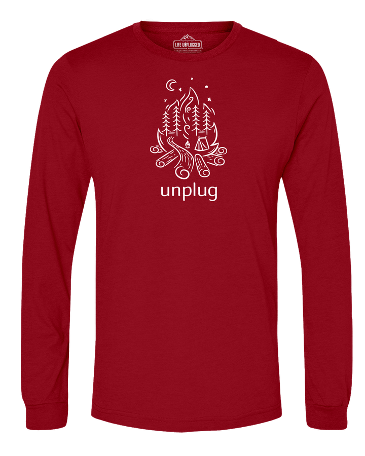 Campfire Camping Scene Long Sleeve T-Shirt