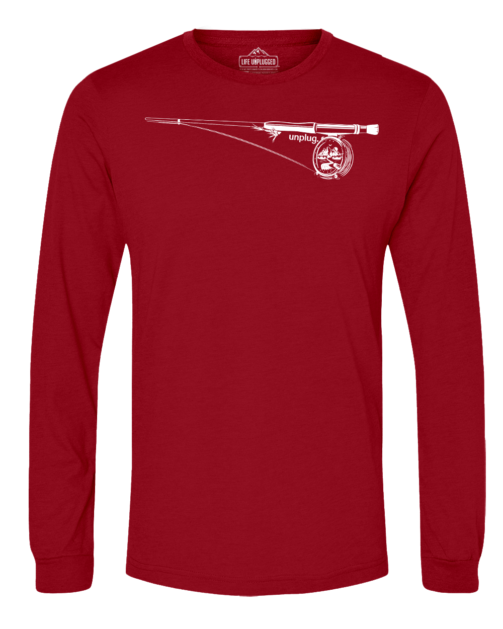 Fly Fishing Mountain Scene Long Sleeve T-Shirt