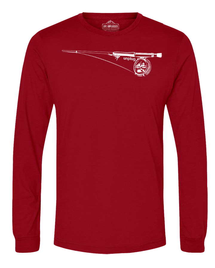Fly Fishing Mountain Scene Long Sleeve T-Shirt