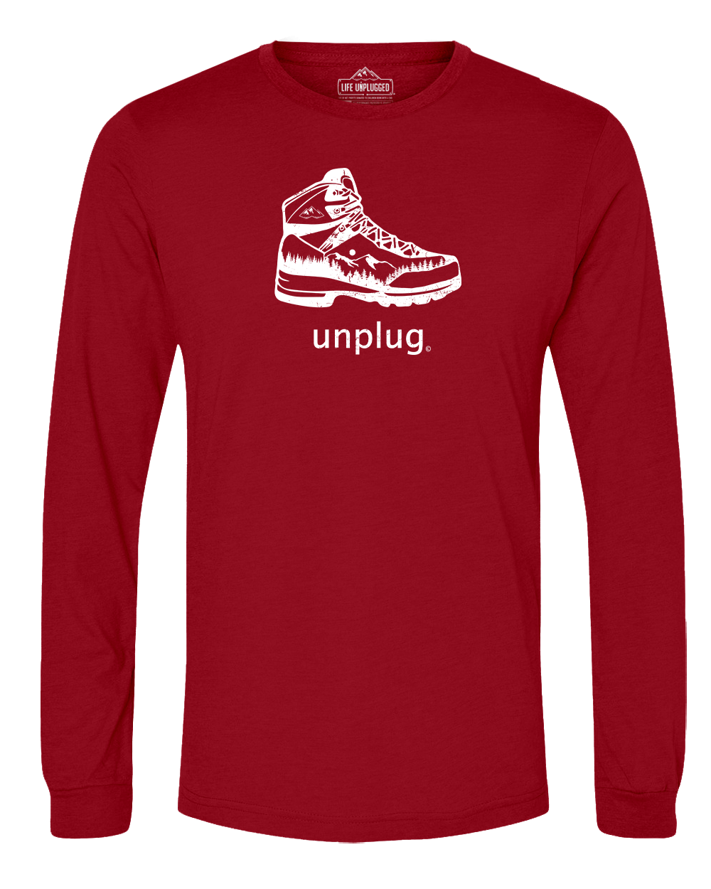 Hiking Boot Mountain Scene Long Sleeve T-Shirt