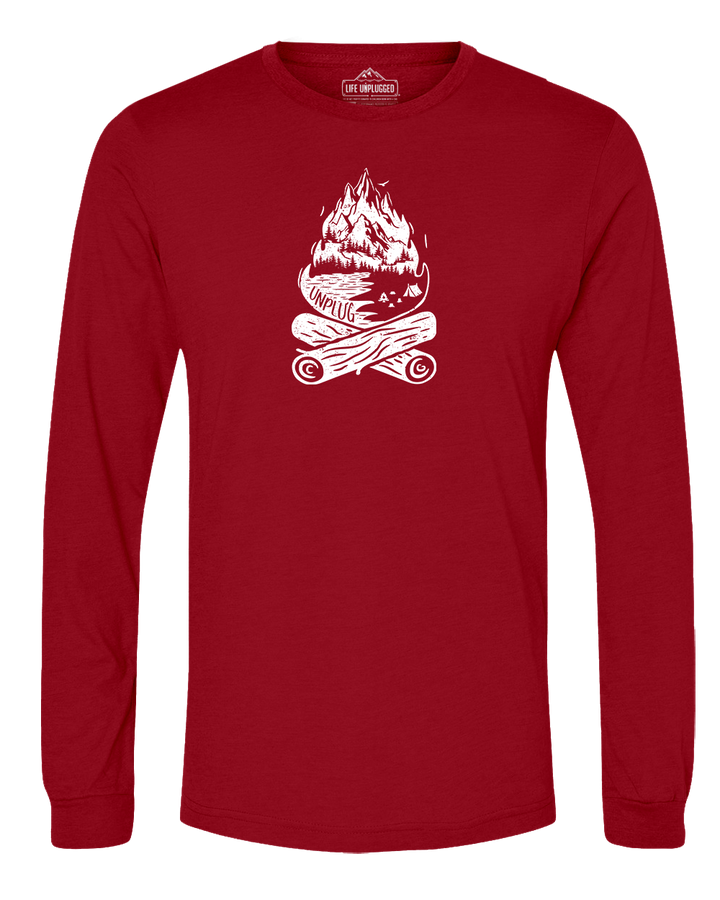 Campfire Mountain scene Long Sleeve T-Shirt