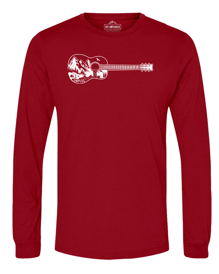 Guitar Mountain Scene Long Sleeve T-Shirt