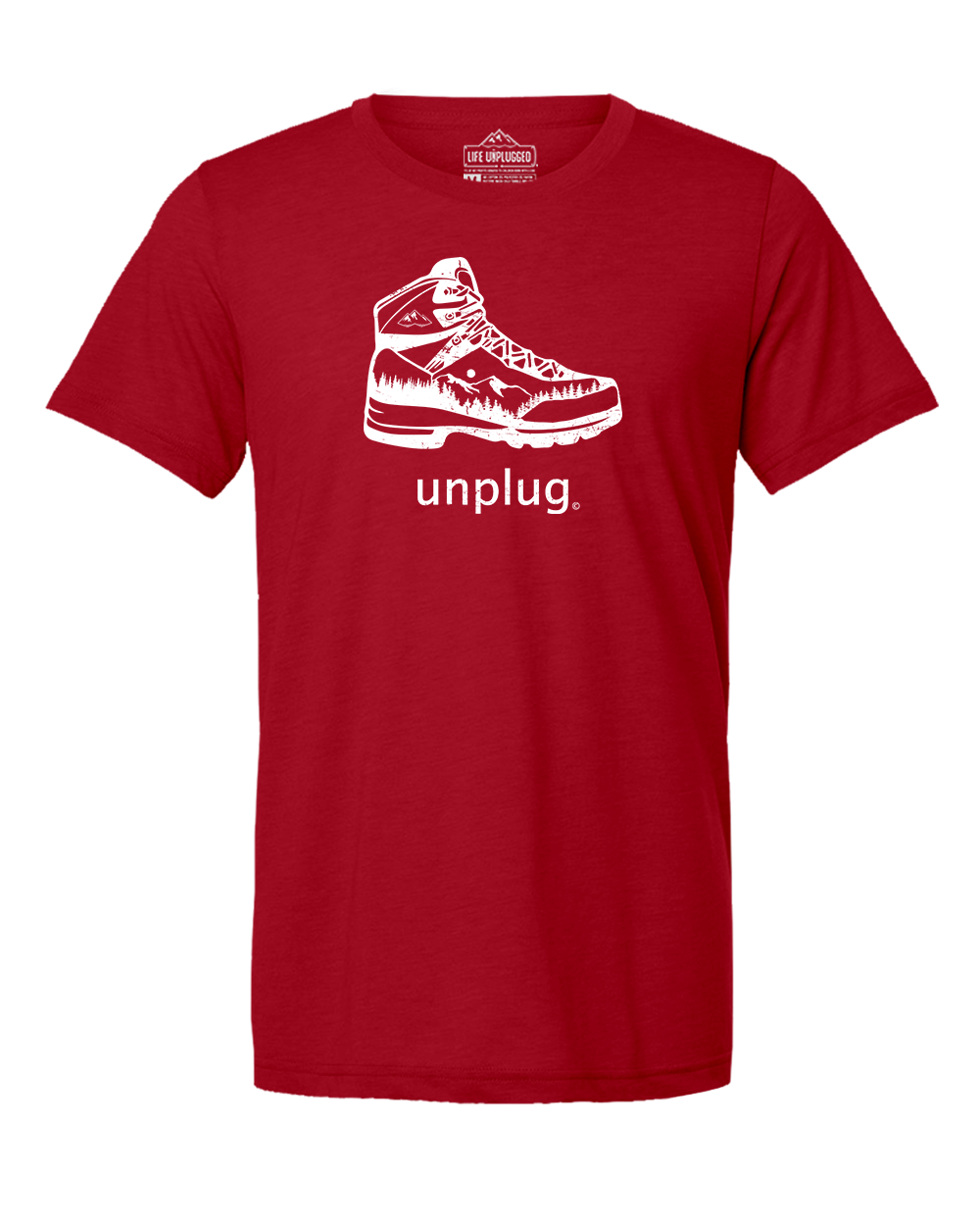 Hiking Boot Mountain Scene Triblend T-Shirt