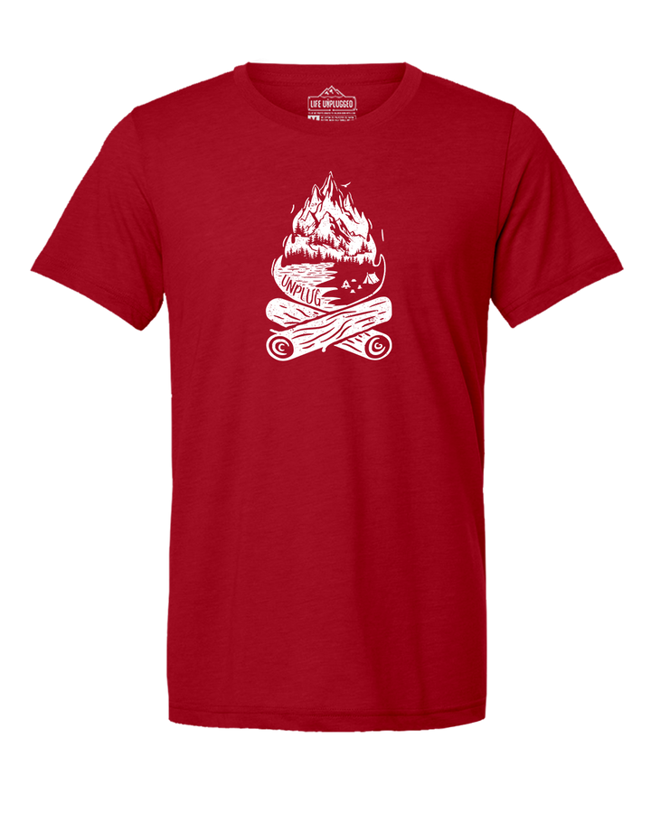 Campfire Mountain scene Triblend T-Shirt
