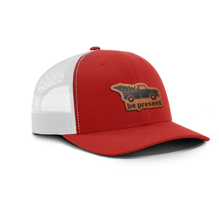 Christmas Tree Truck Snapback Leather Patch Hat