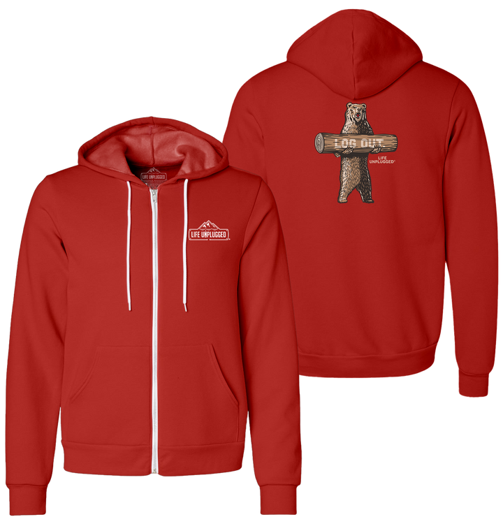 LOG OUT BEAR Supersoft Midweight Zip Up Hoodie
