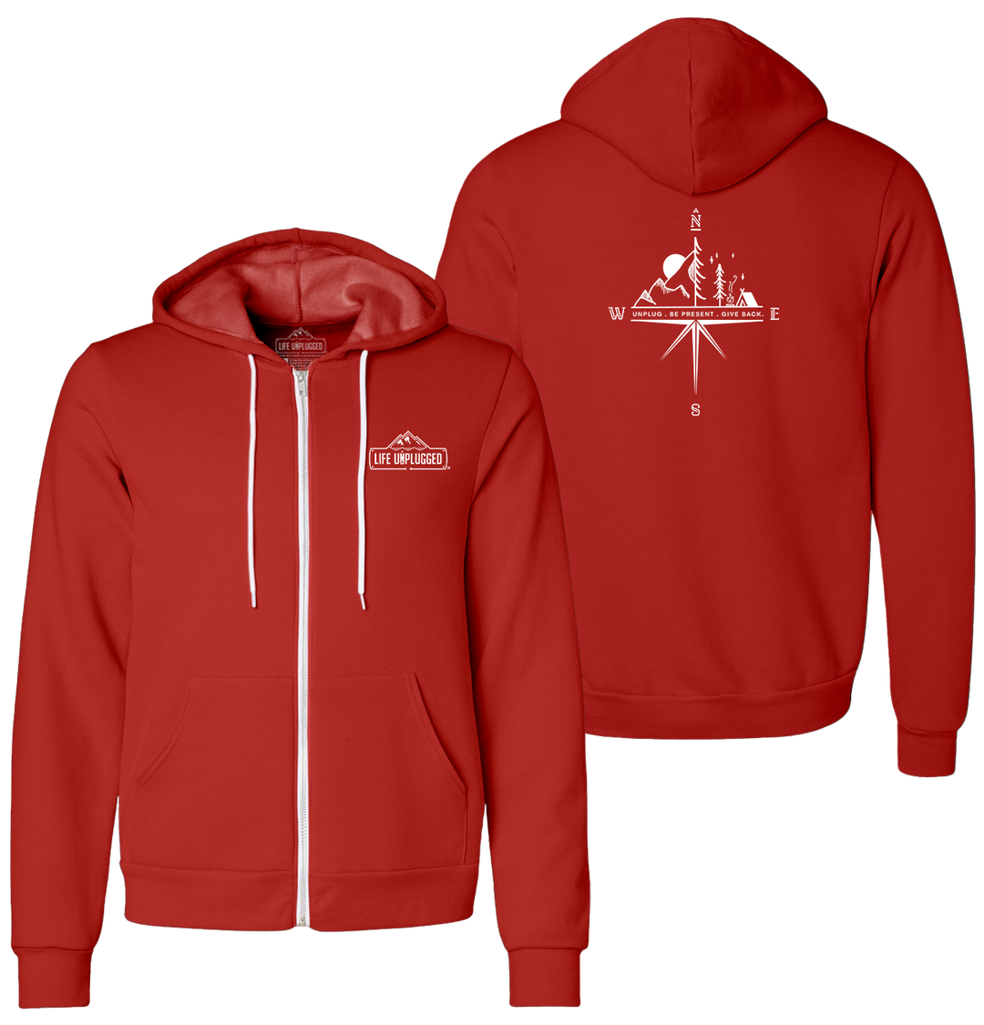 COMPASS MOUNTAIN SCENE Supersoft Midweight Zip Up Hoodie