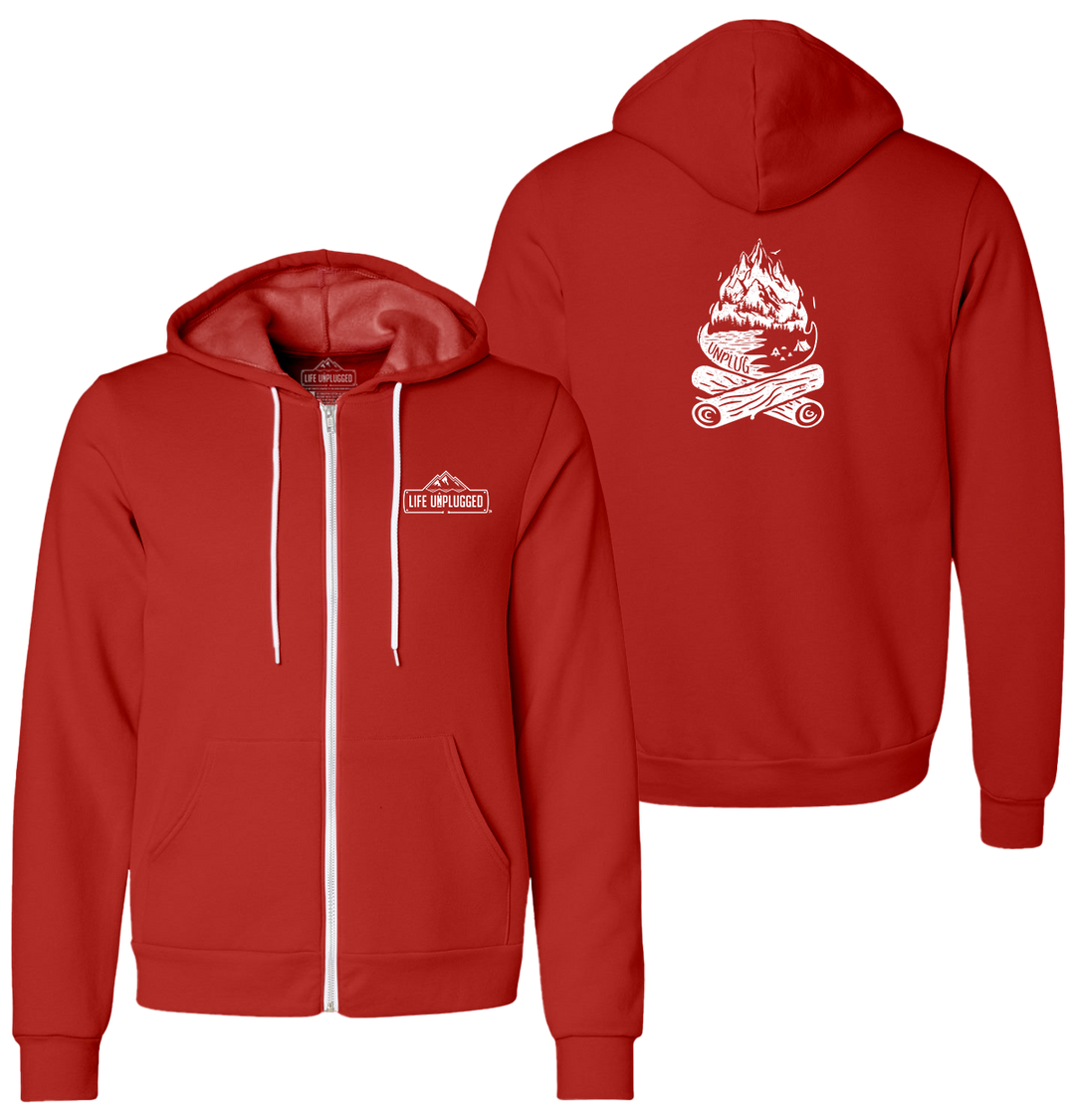 CAMPFIRE MOUNTAIN SCENE Supersoft Midweight Zip Up Hoodie