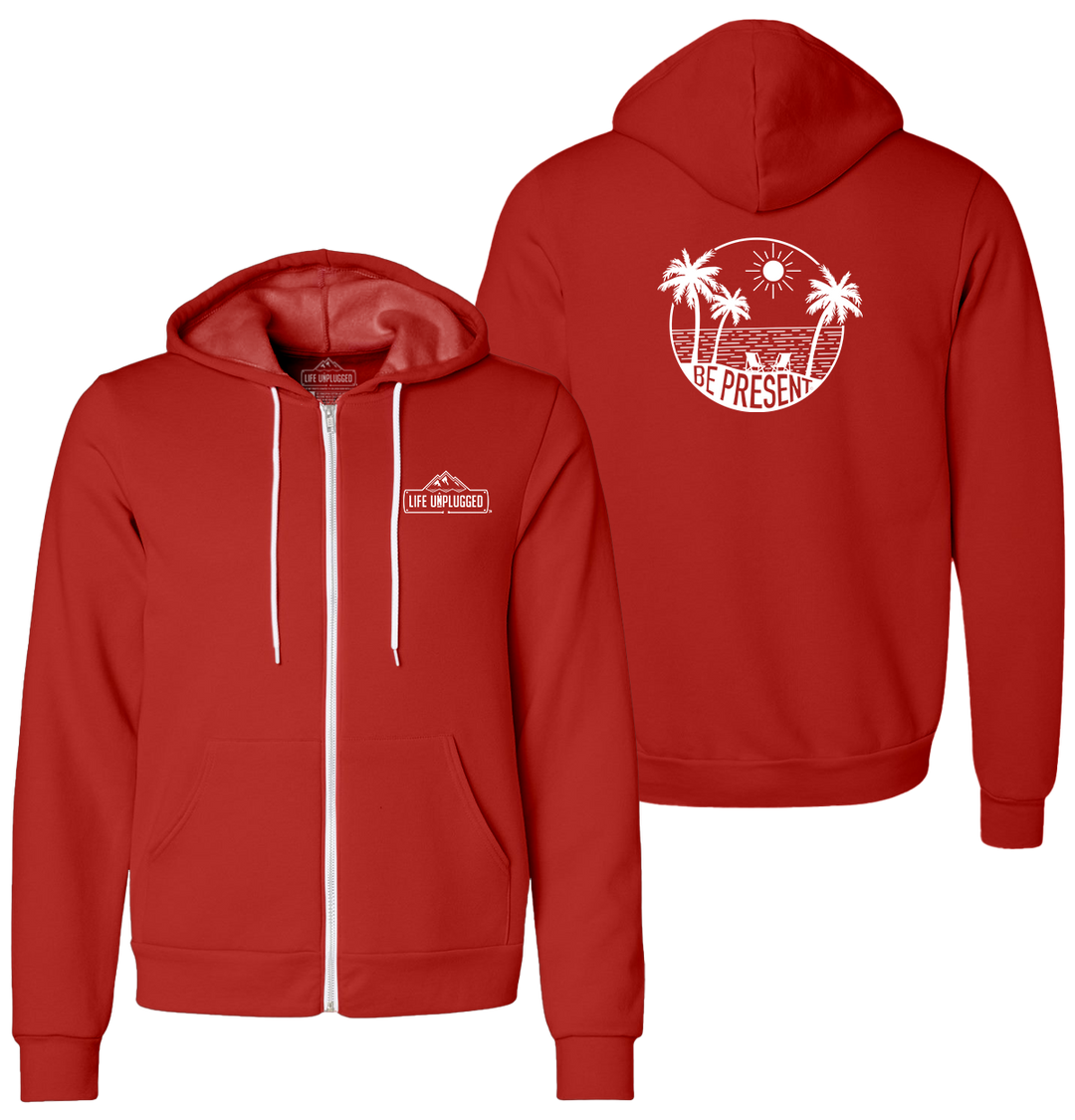 BE PRESENT BEACH Supersoft Midweight Zip Up Hoodie